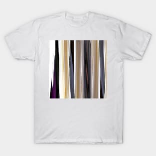 grey beige silver white purple brown graphite abstract striped pattern T-Shirt